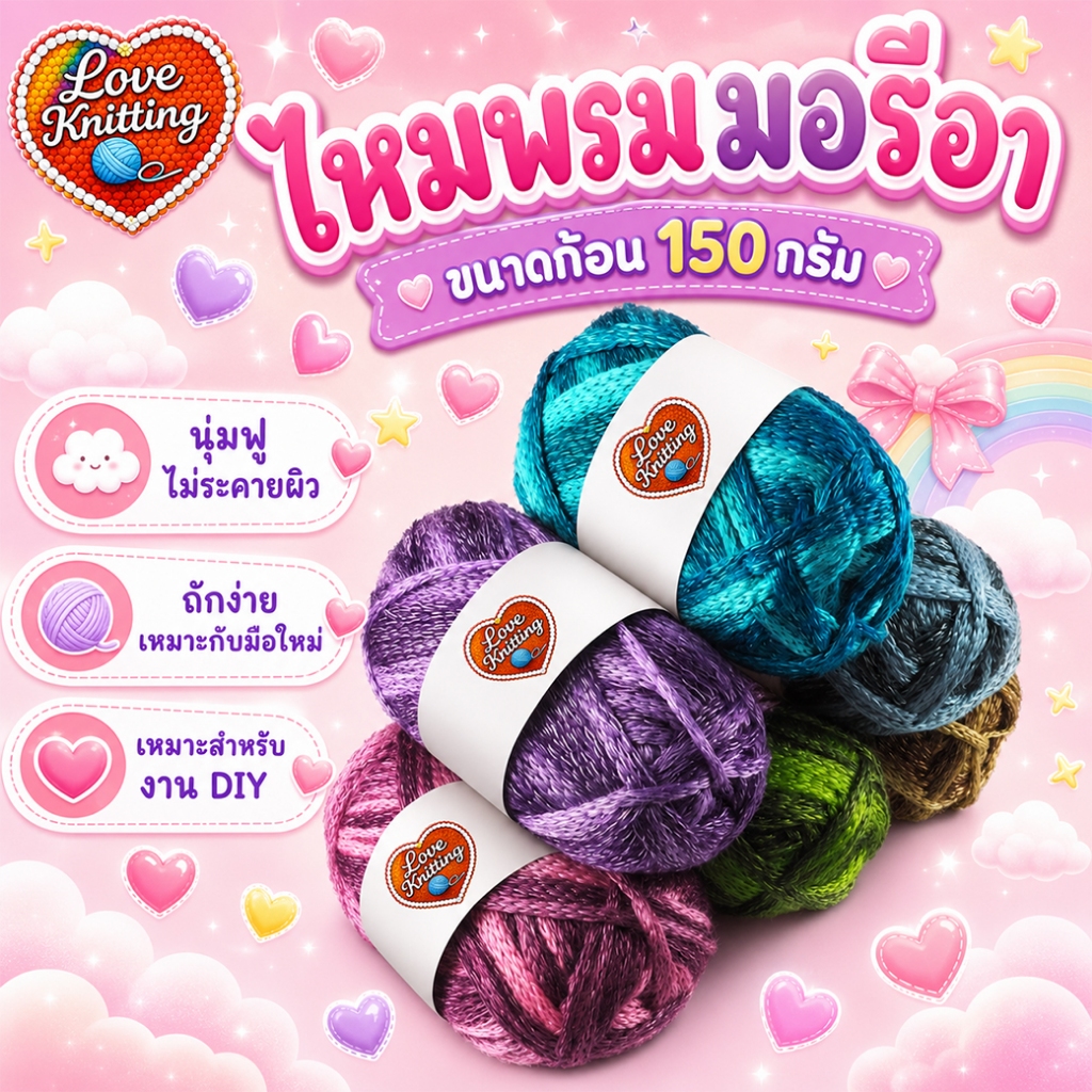 WA128-150g ไหมพรมเมอรีอา ไหมเส้นนุ่ม ไหมพรมคุณภาพ ไหมพรมเนื้อนุ่ม ไหมพรม ไหมพรม yarn ไหมพรมไม่ระคายผิว