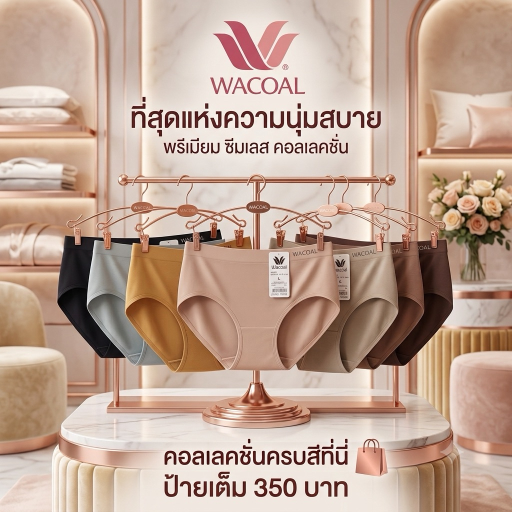 Wacoal กกน ผ้าทอทั้งตัว ผ้านุ่มมาก ใส่แล้วไม่กดรัดให้เป็นรอยแดงรหัส WU3D01, WU3E03