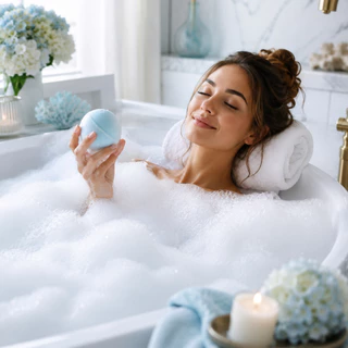 Maldives Bath Bomb บอลกลม 120 g. สบู่ทำฟอง ฟองเยอะ ตีฟองง่าย ไม่แสบตา ไม่ระคายเคืองผิว