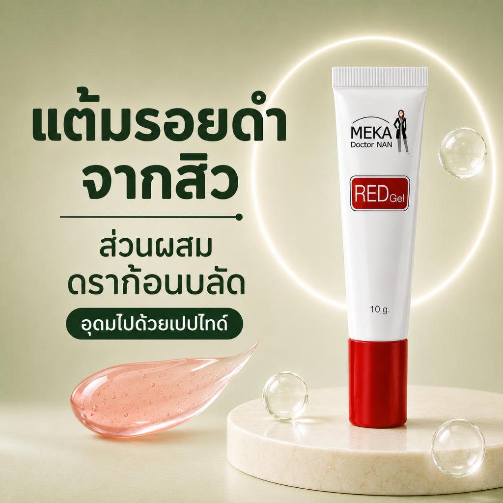 เรดเจล ฝาแดง อ่อนโยน จัดการปัญหารอยดำ รอยแดงจากสิว สารสกัดจากต้นดราก้อนบลัด Dragon's Blood Tree