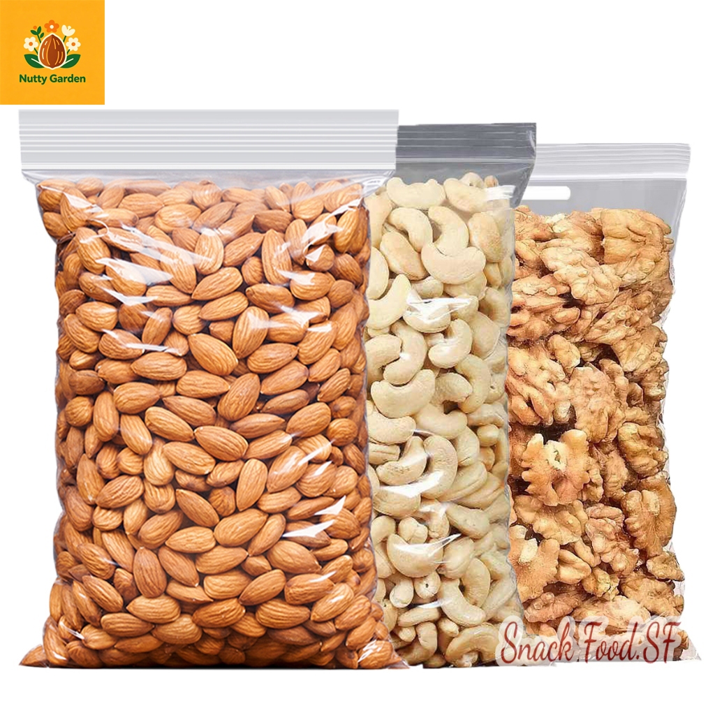 Nutty Garden [พร้อมทาน]  เม็ดอัลมอนด์ วอลนัท อบพร้อมทาน รสธรรมชาติ เม็ดพิสตาชิโอ พิสตาชีโอ พิสตา  เกรด AAA