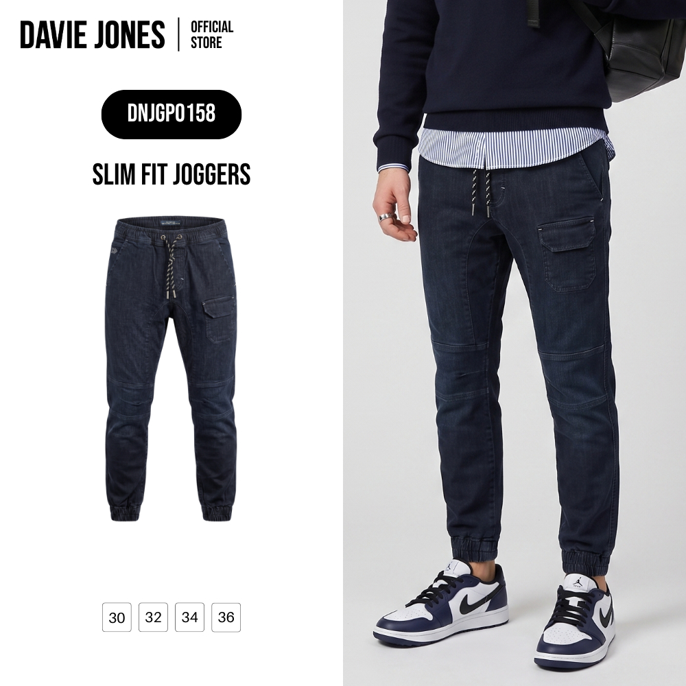 DAVIE JONES [BE FEARLESS] กางเกงจ็อกเกอร์ผู้ชาย Slim Fit Joggers สีกรมฟอก GP0158