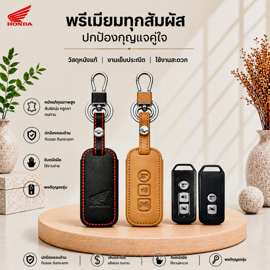 ซองหนังแท้ ใส่กุญแจรีโมทรถจักรยานยนต์ HONDA PCX 125,150/ADV-150 2016-22 (PCX มอเตอร์ไซค์)