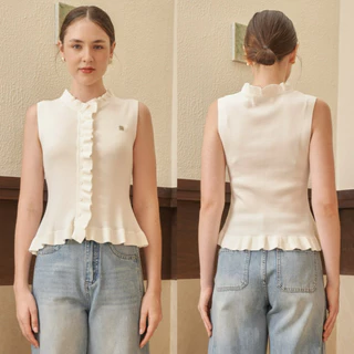เสื้อดีเทลขอบระบาย รุ่น Roslyn Wine (A68)