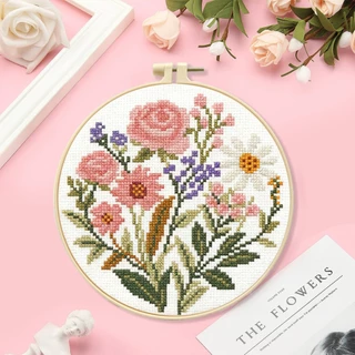 (พร้อมส่ง) ชุดปักครอสติชเส้นด้าย 11CT Cross stitch (ปัก3เส้น) ครอสติชผ้าพิมพ์ลาย งานฝีมือ DIY งานเย็บปักถักร้อย Monalisa