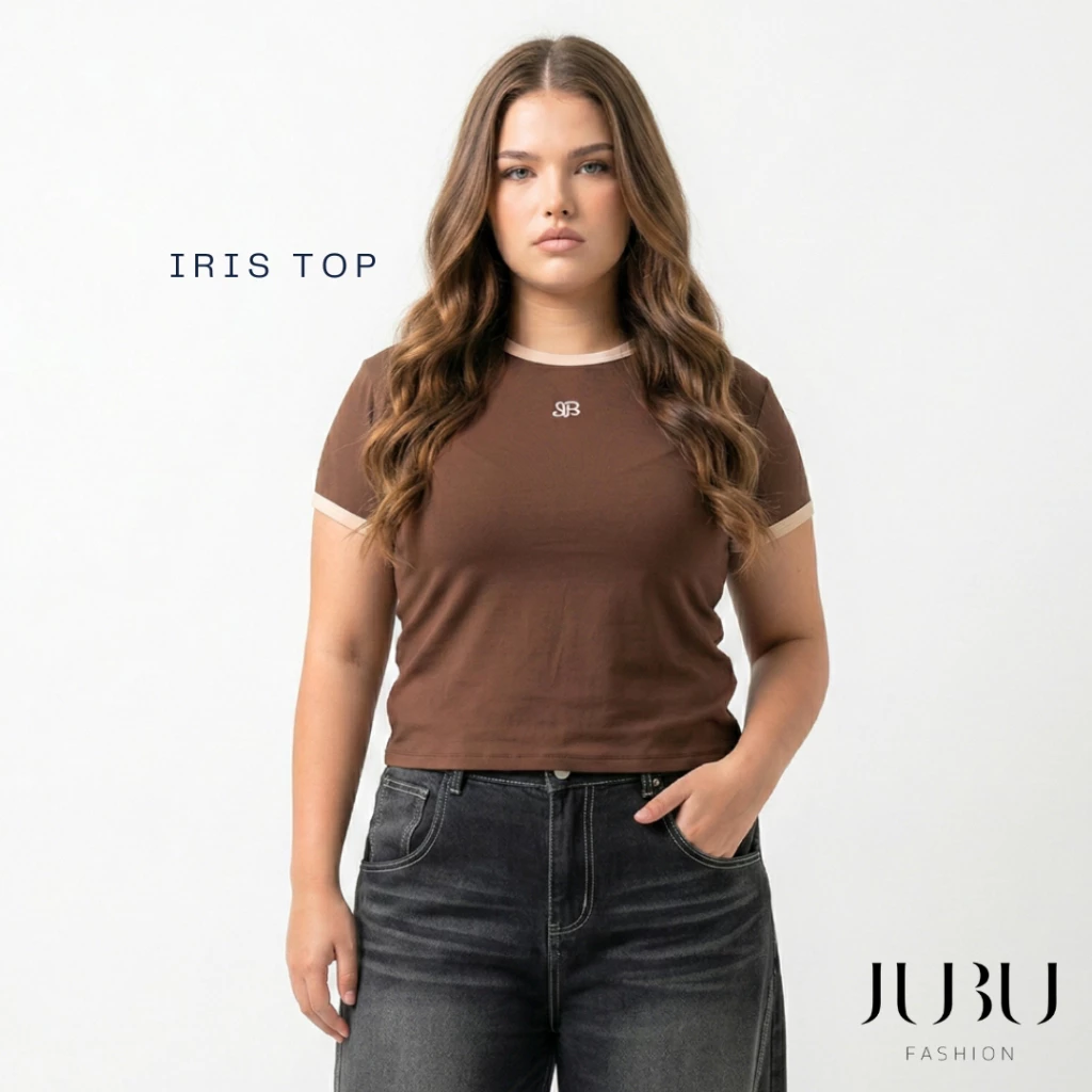 JUBUFASHION เสื้อยืดคอกลมทูโทน เสื้อสาวอวบ T-Shirt ผ้ายูนิโคล ไซส์L/XL อก35-44นิ้ว ส่งด่วน#606