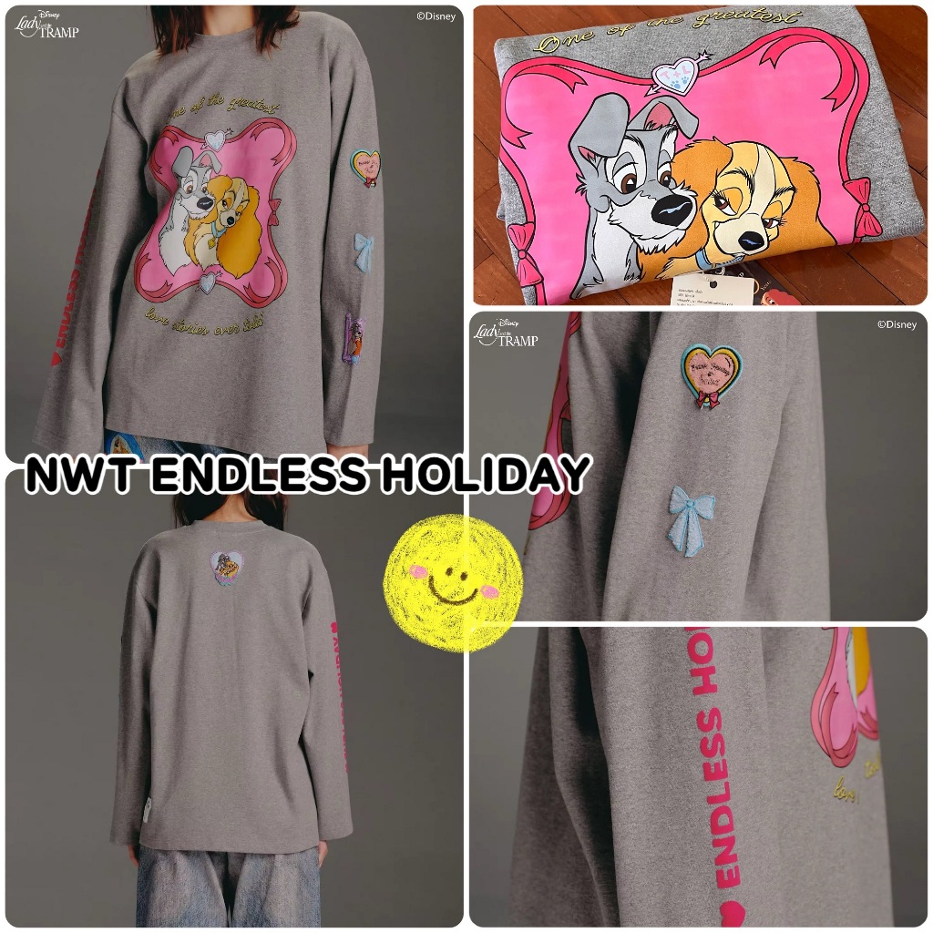 ENDLESS HOLIDAY x PROUD เสื้อยืด/เชิ้ต Cardigan และยีนส์ collection Sweet Surprise for You ลาย Lady and Tramp-NWT