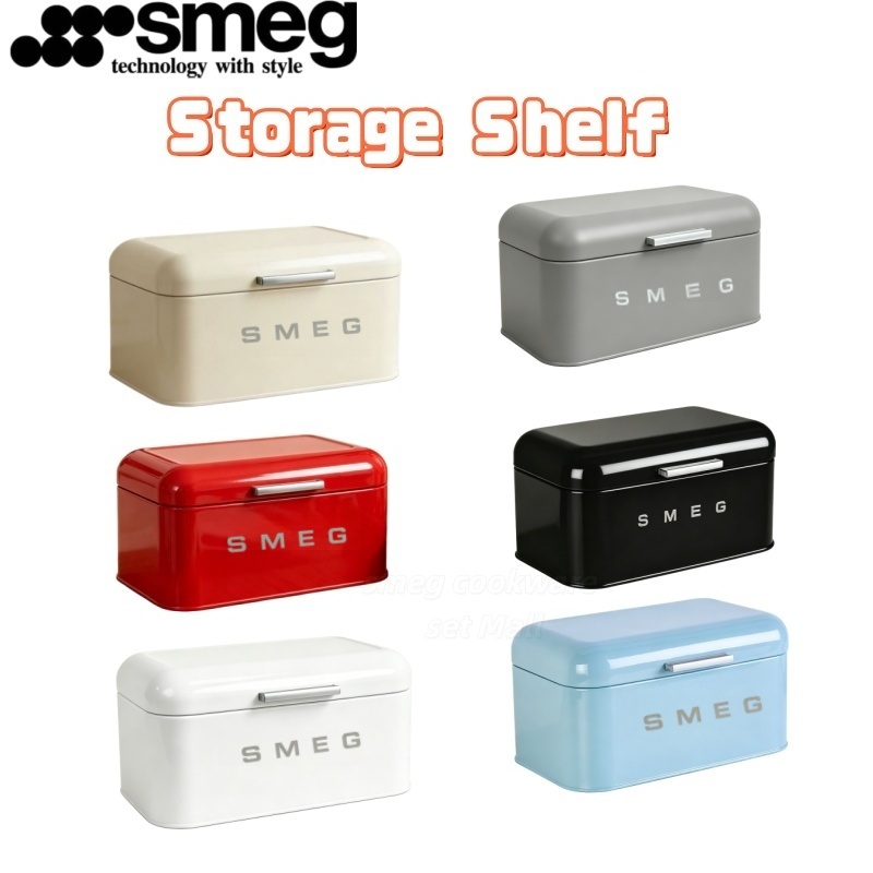 SMEG Storage Case กล่องเก็บของทรงสูงแบรนด์ร่วมพร้อมฝาปิดเดสก์ท็อปในครัวเรือนกล่องเก็บของป้องกันฝุ่นหรูหราสไตล์เรียบง่าย