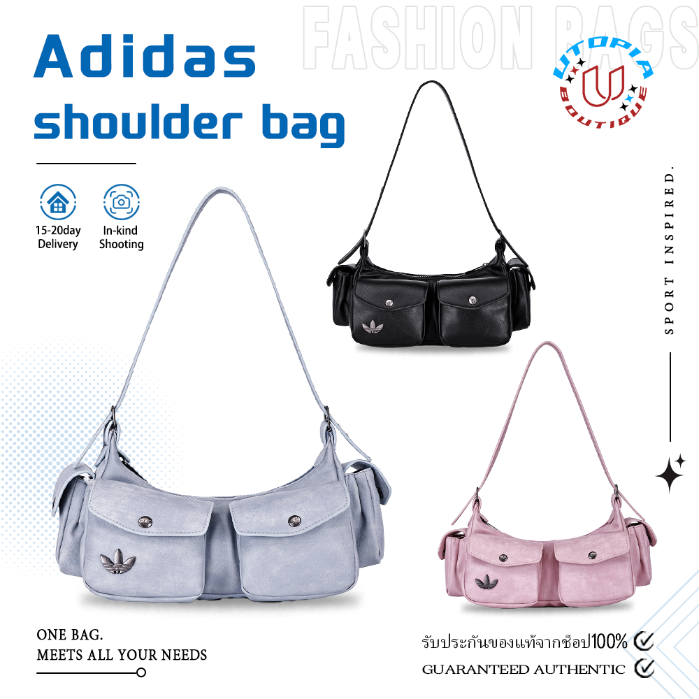 รับหิ้วของจากเกาหลี 【ของแท้ 100%】 ADIDAS ORIGINALS BAG กระเป๋าสะพายข้าง Black/Pink/Black