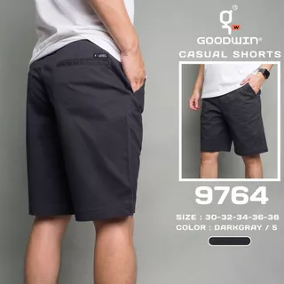 GOODWIN - 9764 CASUAL SHORTS กางเกงขาสั้นเอวขอบร้อยเข็มขัดผู้ชาย ผ้ายืด สีพื้น
