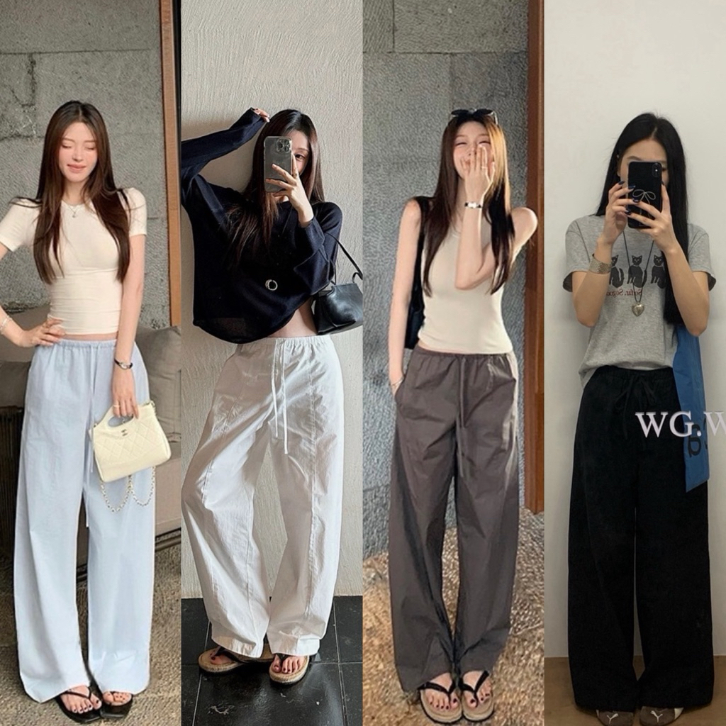 📍พร้อมส่ง📍10132# กางเกงขายาว เอวยางยืด มีเชือกรูดช่วงเอว   มีกระเป๋าล้วงด้านข้าง เนื้อผ้าดี งานสวย  TAG : WG.WE🇰🇷