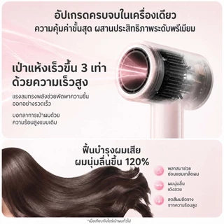 Simplus ไดร์เป่าผมความเร็วสูง 110000RPM Plasma 1.24 พันล้านไอออน แห้งไว 66m/s 55°C ควบคุมอุณหภูมิ น้ำหนักเบา CFJH014