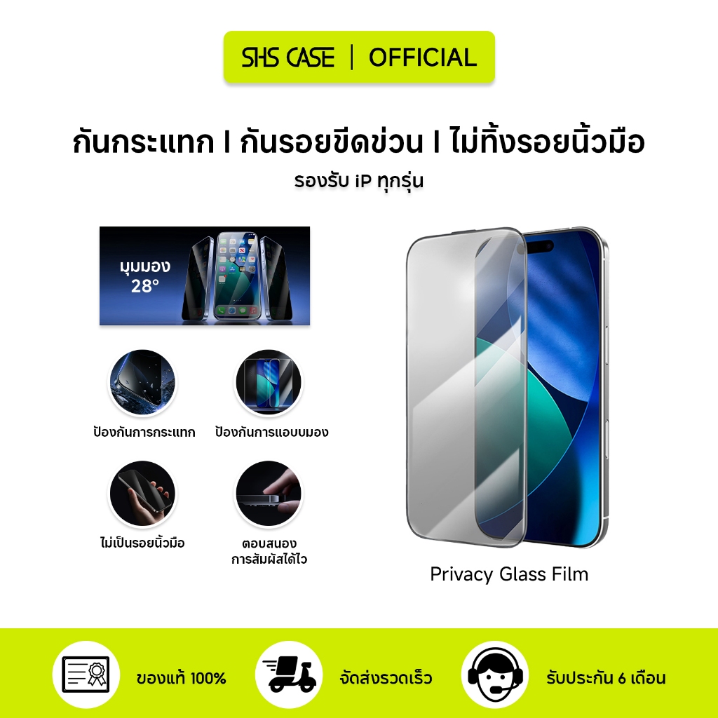 SHS ฟิล์มกันเสือก iP /ฟิล์มกระจก iP /กันมองกันเสือก /For iP 17 Pro Max/17/Air/16/15/14/13/12 ฟิล์ม