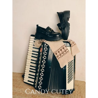 Candy Cutey โลฟเฟอร์หนังดำหัวตัด พื้นหนาซัพพอร์ตดี กันลื่น เหมาะทั้งทำงานและลุคเท่ หนังนิ่มใส่สบายตลอดวัน