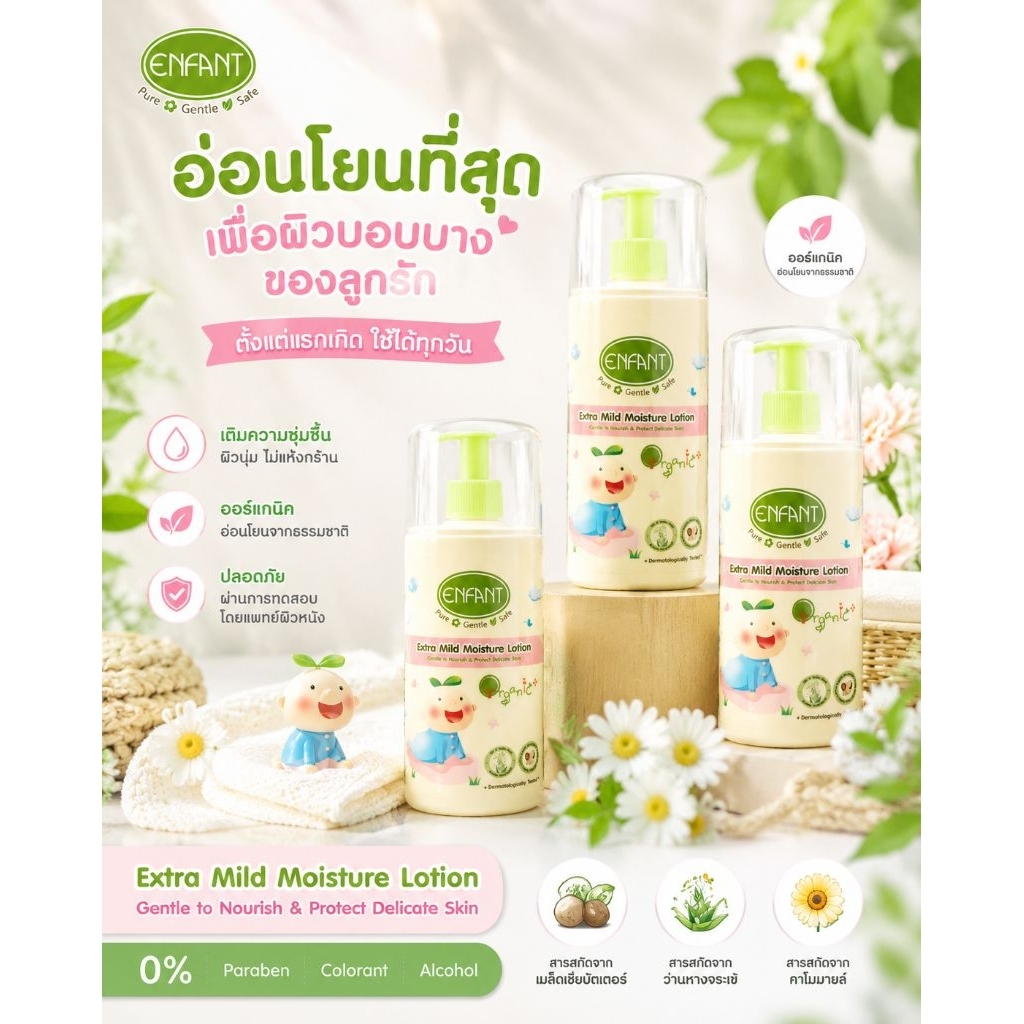 พร้อมส่ง 🇹🇭 ของแท้ 💯✨️Enfantโลชั่นทาผิวเด็ก ORGANIC EXTRA MILD LOTION ใช้ได้ตั้งแต่แรกเกิด 250ml