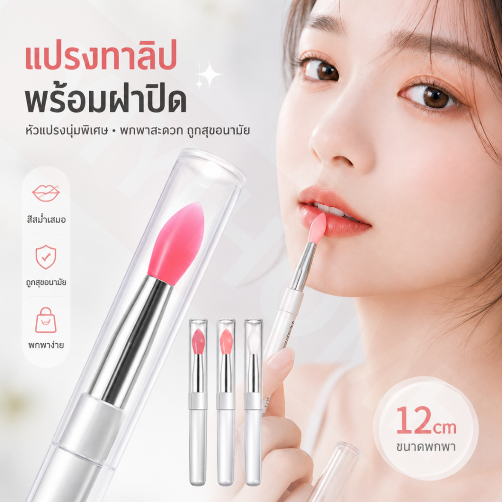 YIYIHOME  แปรงลิป  อายแชโดว์ ซิลิโคน แปรงแต่งหน้า แบบนิ่ม พร้อมฝาปิด กันฝุ่น  สะอาด ปลอดภัย