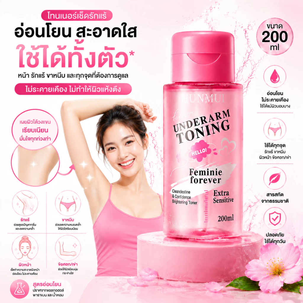 Underarm Toning ขาหนีบ คอดำ ข้อศอกดดำ โทนเนอร์เช็ดรักแร้ พร้อมจัดส่ง ทรีตเมนต์กระชับและปรับสีผิวใต้วงแขนใ