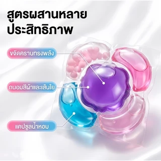 MISSYOUHOME ผลซักผ้า เจลบอลซักผ้า5 in 1กำจัดคราบแรง กลิ่นติดทนนาน สูตรเข้มข้น8เท่า สำหรับซักผ้าเครื่อง