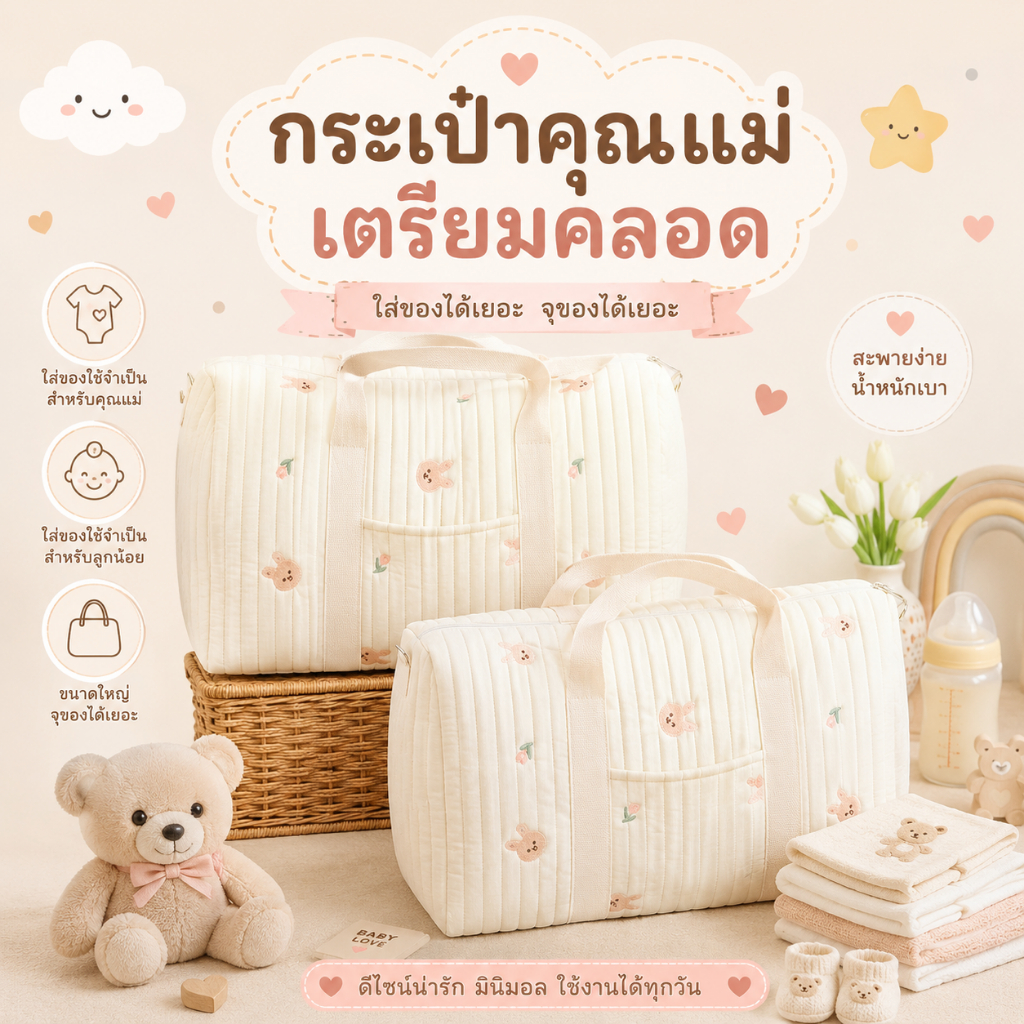 Royal kids กระเป๋า สำหรับคุณแม่เตรียมคลอด ขนาดใหญ่  จุของได้เยอะ อเนกประสงค์