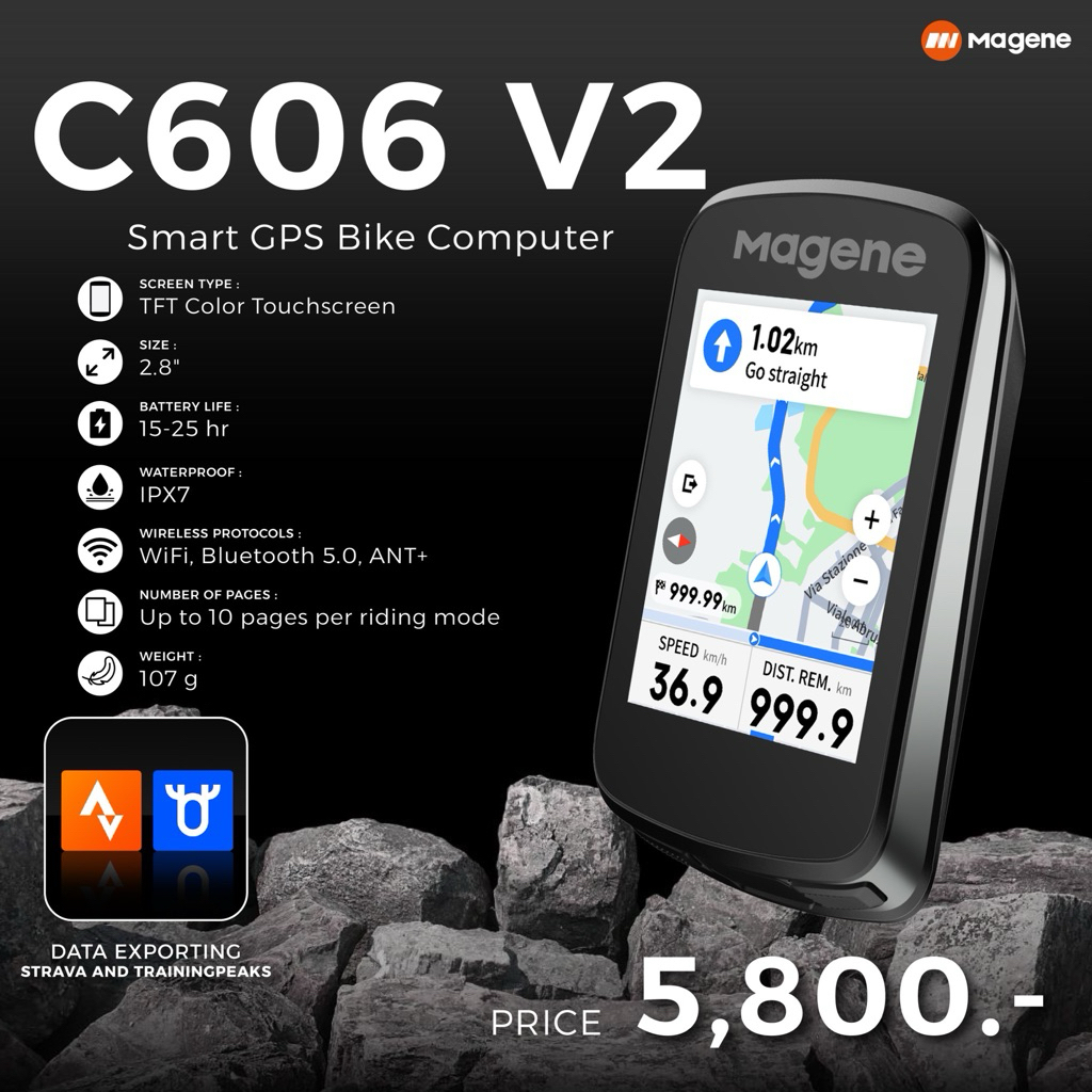 พร้อมจัดส่ง! ไมล์จักรยาน Magene C606 V2 Smart GPS Bike Computer ฟังก์ชันจัดเต็ม รับประกัน 1 ปี