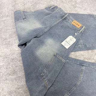 JINJEANS-584 (XS-6XL) Barrel คาร์โก้ สีบลูเฟด unisex