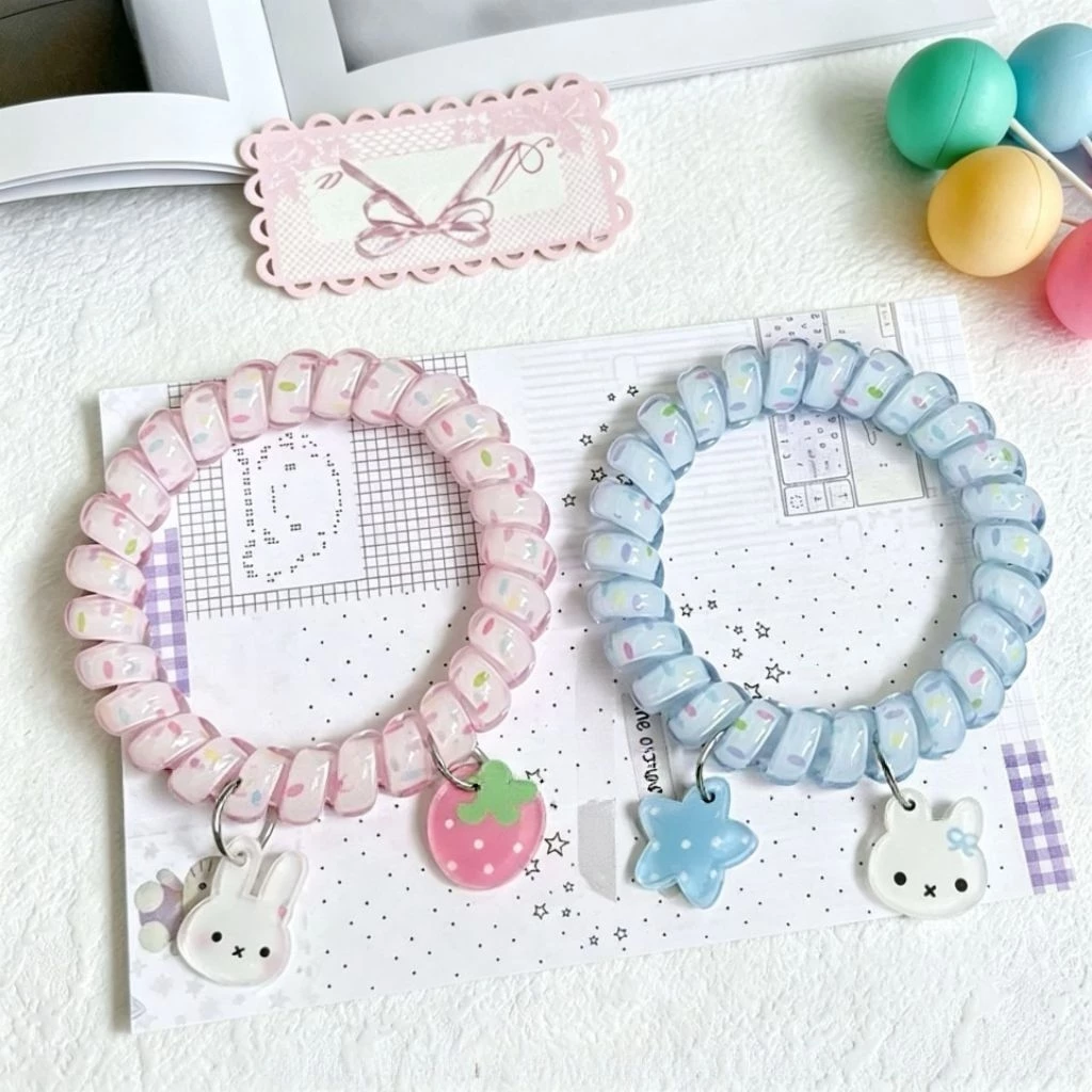 L501 ยางมัดผมเกลียวลายการ์ตูนน่ารัก พร้อมส่งจากไทย