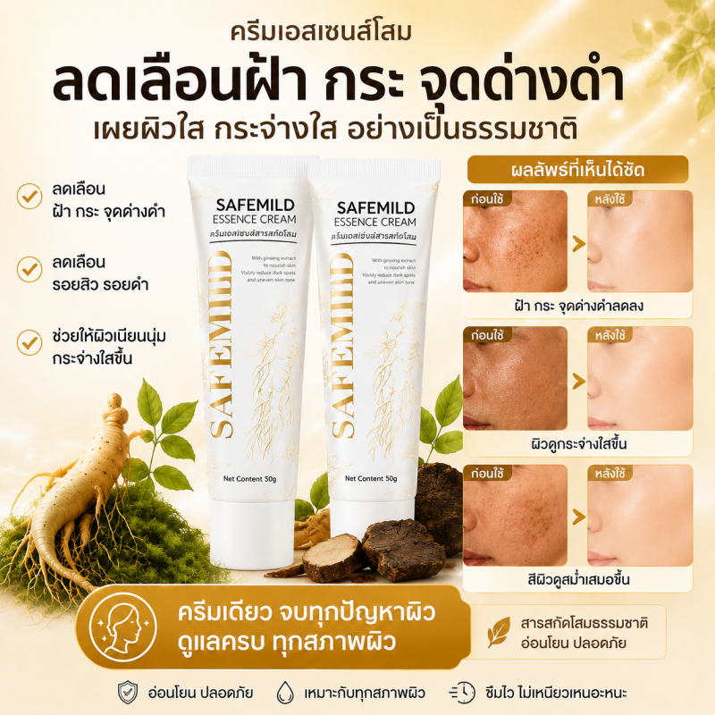 [ครีมจุดด่างดำปากแข็ง] SAFEMILD ครีมโสมเพื่อลบจุดด่างดำและริ้วรอยอย่างรวดเร็วครีมหน้าขาวกระจ่างใสครีม Chloasma