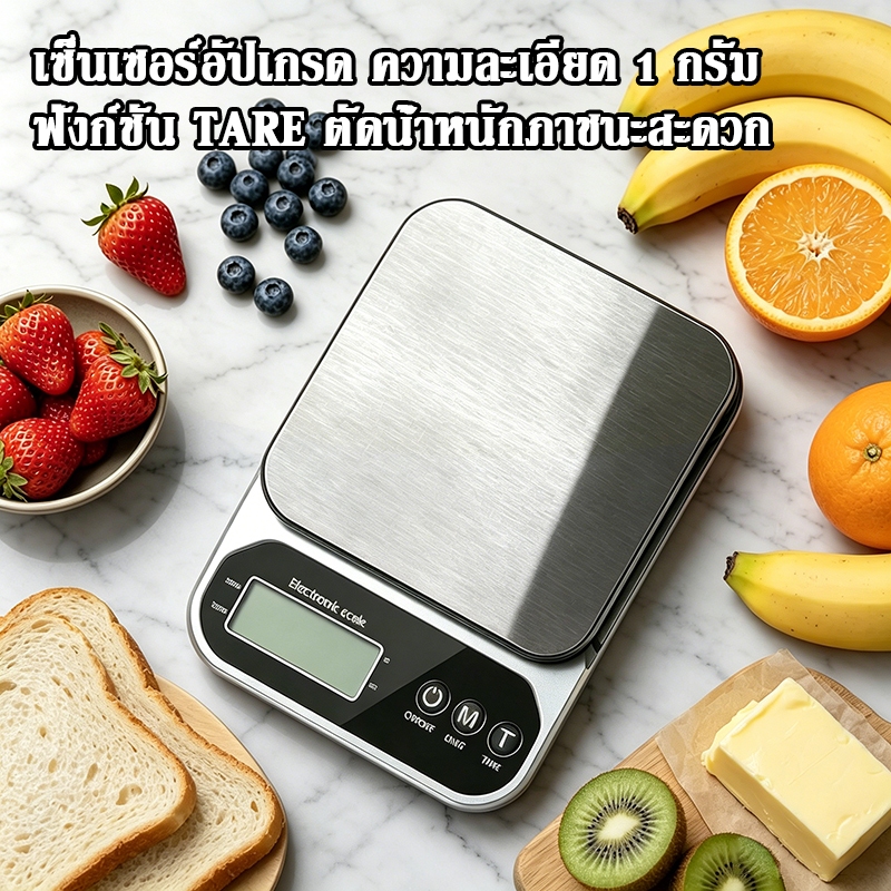 เครื่องชั่งครัวดิจิตอลขนาดเล็ก ความละเอียดสูง สำหรับอบขนม ชั่งอาหารในบ้าน รับประกัน 5 ปี