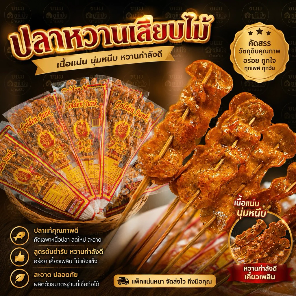 (ยกลัง)ปลาหวานเสียบไม้ แพ็ค10ไม้ #ราคาส่ง