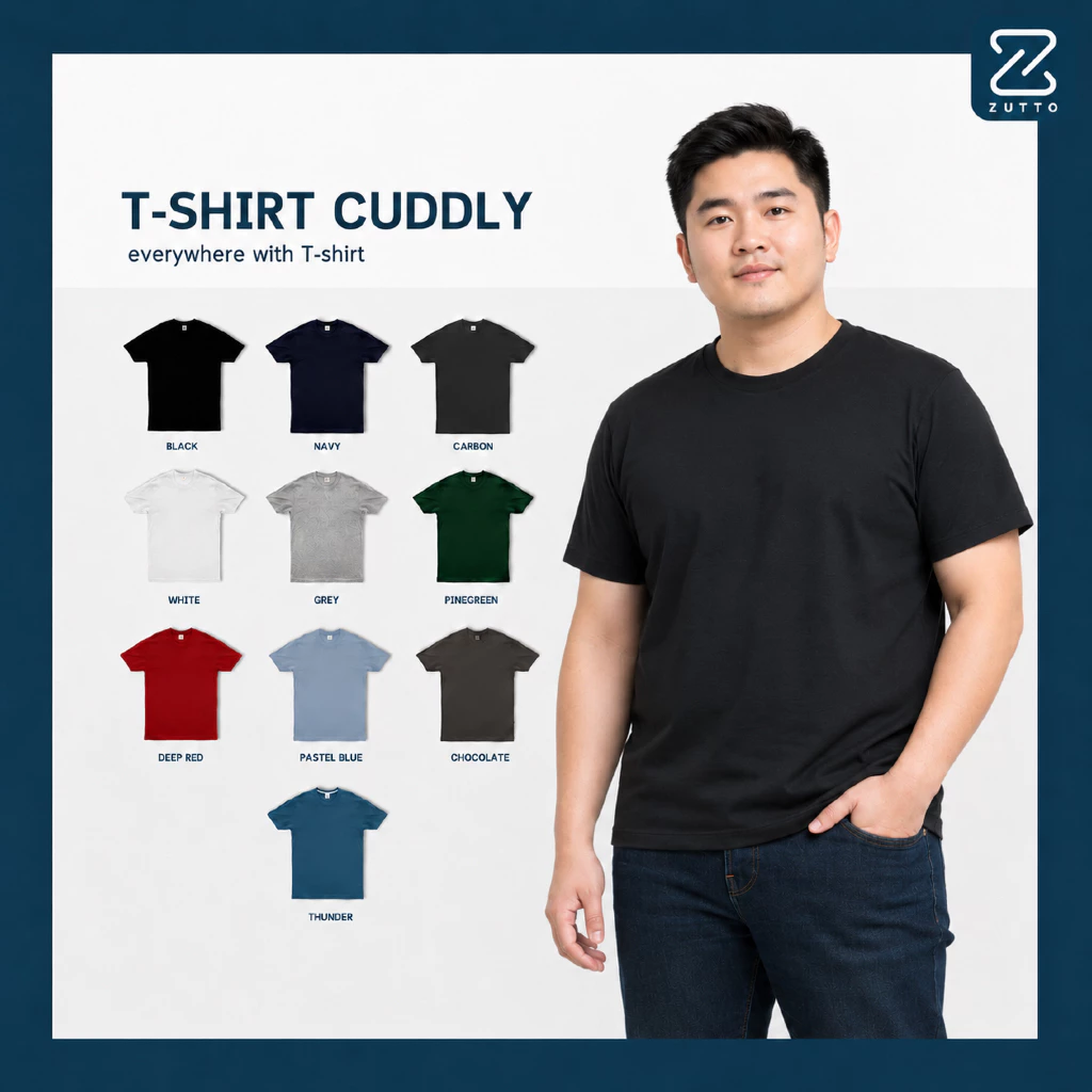 ZUTTO เสื้อยืดคอกลมผู้ชายพรางพุง รุ่น Cuddly ไซส์ใหญ่ ผ้า Supersoft เนื้อผ้าหนานุ่มพิเศษ