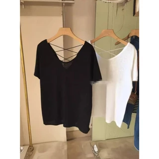 Minimalist Chic: เสื้อยืดดีไซน์ไขว้หลังสุดเรียบง่าย เนื้อผ้าทิ้งตัว
