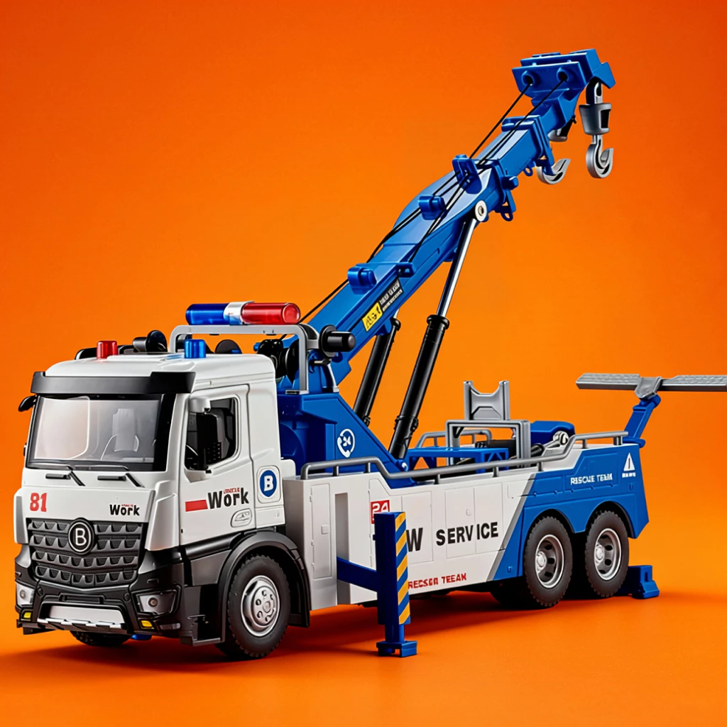 Lepton ขนาดใหญ่! รถลากจูงโลหะพร้อมเครนจำลอง มีไฟและเสียง สูง 12.8 นิ้ว 22cm-30cm Towing truck