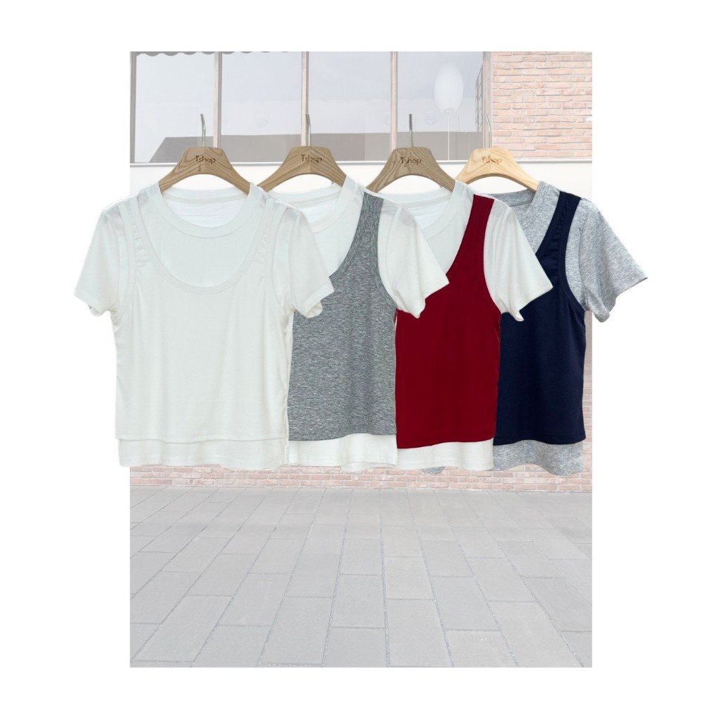 tshop เสื้อยืด Layered