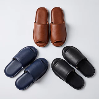 รองเท้าใส่ในบ้าน สลิปเปอร์ ผ้าหนัง รุ่น Flex Leather Slipper พื้นนุ่ม กันลื่น เกรดพรีเมี่ยม | Soft&Co
