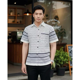 เสื้อพื้นเมืองผู้ชายแขนสั้น รวมสีขาว