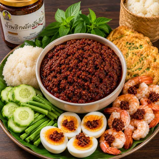 น้ำพริกผัดมันกุ้ง ย่าขอ ผัดแห้งหอมกลิ่นมันกุ้งแท้เน้นๆ รสชาติเผ็ดกำลังดี อร่อยครบรส