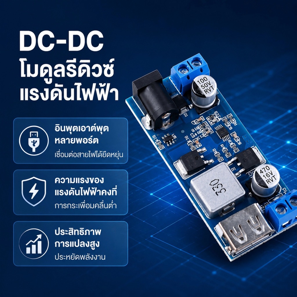 Luxe-T 24V / 12V ถึง 5V 5A โมดูลจ่ายไฟ DC-DC Step Down XY-3606 ตัวแปลงไฟ LM2596S ประสิทธิภาพสูง COD