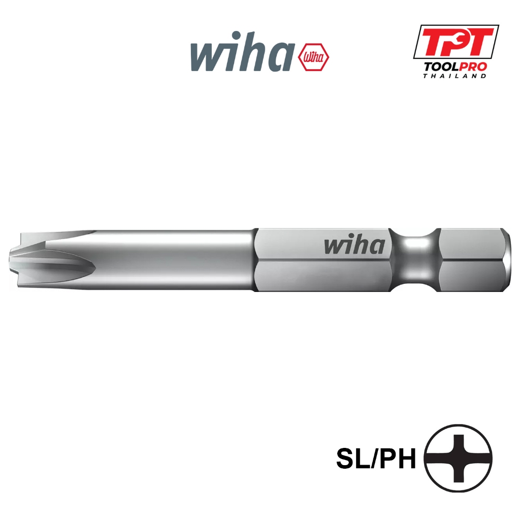 Wiha ดอกไขควง 7049PHM Phillips PlusMinus Bit Professional, SL/PH1, SL/PH2