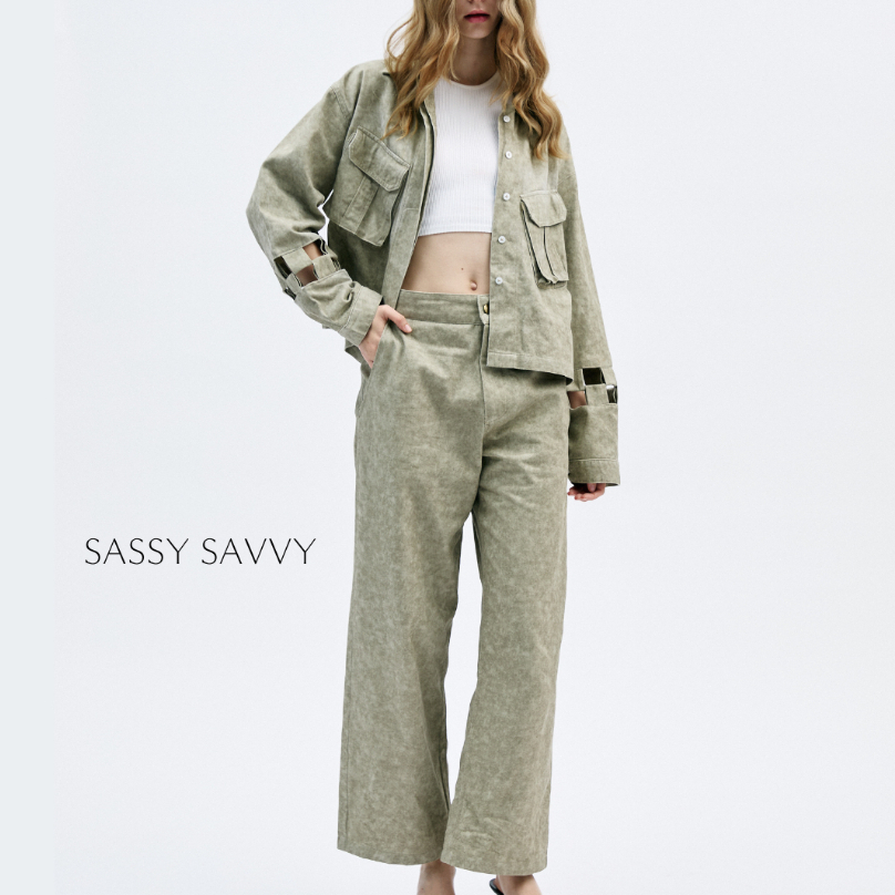 SASSYSAVVY TETRIS GREENGREY DENIM