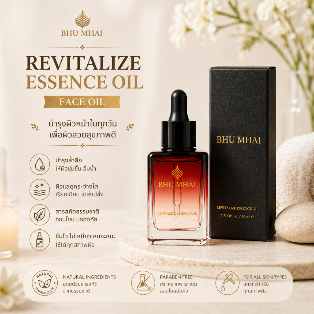 Bhu Mhai Revitalize Essence Oil น้ำมันบำรุงผิวหน้า 30ML ให้ความชุ่มชื้น ออยนวดหน้า face oil