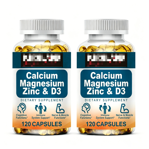 Calcium Magnesium Zinc & D3 120 แคปซูล ชุด 2 กระปุก สนับสนุนกระบวนการเผาผลาญและการดูดซึมแคลเซียม