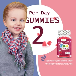 VITA Kids IRON VitaminC Gummies ธาตุเหล็กสําหรับเด็ก วิตามินรวมเด็ก อาหารเสริม วิตามินบํารุงสมอง เสริมภูมิคุ้มกัน 60Pcs