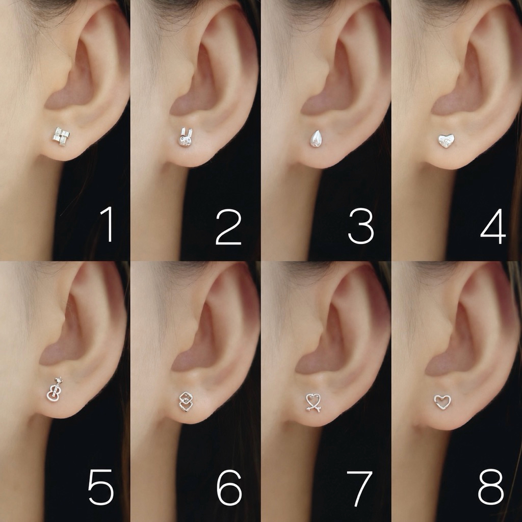 [มินิมอลสีเงิน172] ต่างหูมินิมอลแบบติดหู ราคาต่อ1คู่ พร้อมแป้น(ทับหลัง)แบบโลหะทุกคู่
