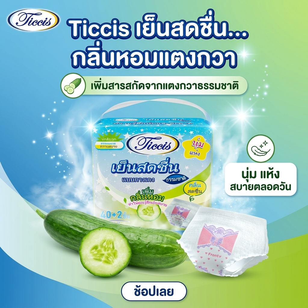 ticcis ผ้าอนามัย ผ้าอนามัยแบบกางเกง  มีกลิ่นหอมและความรู้สึกเย็น กันรั่ว ระบายอากาศได้ กางเกงในอนามัยหลังคลอด ผ้าอนาม