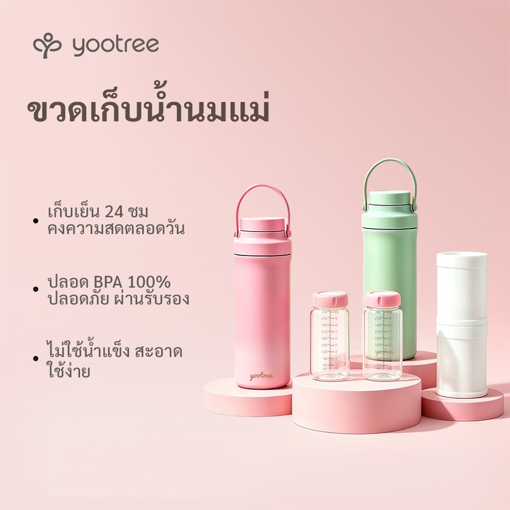 yootree กระติกเก็บน้ำนมแม่แบบพกพา ขวดเก็บเย็นนาน 24 ชั่วโมง กระติกเก็บน้ำนมความจุขนาดใหญ่