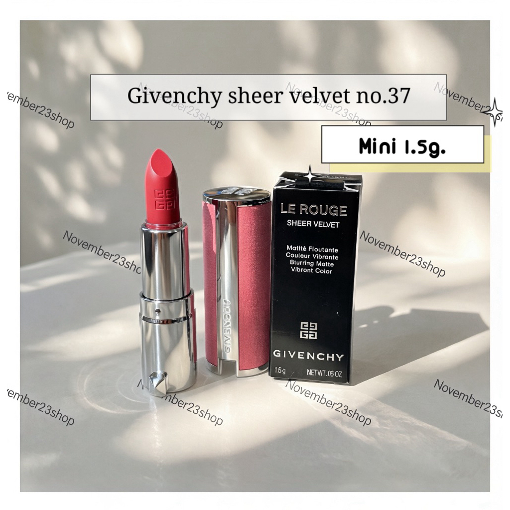มินิลิปสติก Givenchy Le Rouge Sheer Velvet  #37 Sheer Velvet 1.5 g  ป้ายคิงพาวเวอร์