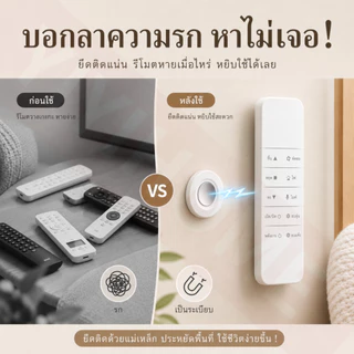 ไม่ต้องเจาะ หยิบรีโมทง่าย ตะขอแม่เหล็กติดผนัง 1 ชิ้น สติ๊กเกอร์แขวนของ สำหรับบ้าน อุปกรณ์จัดเก็บ