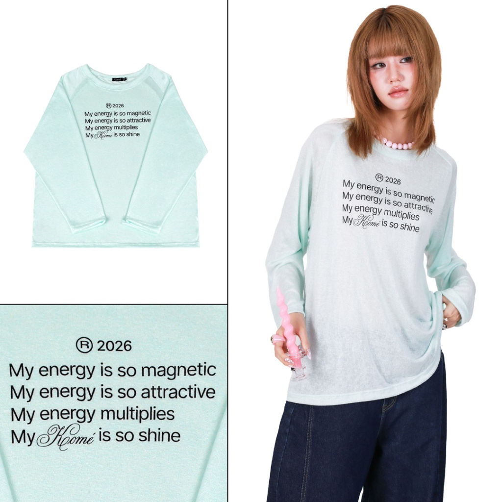 kome.offi เสื้อแขนยาวโอเวอร์ไซส์ รุ่น magnetic energy top