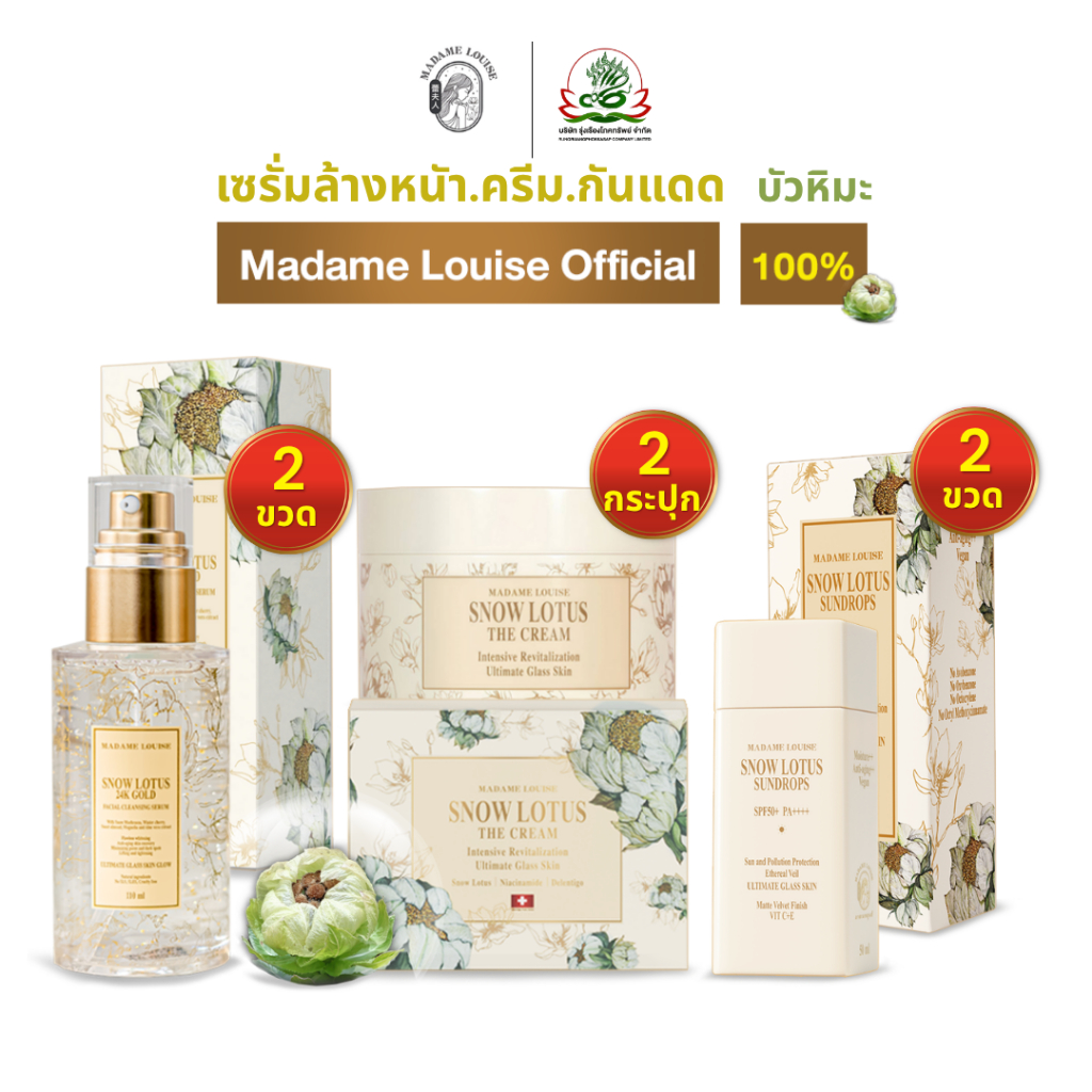 [เซตคู่ขายดี] มาดามหลุยส์ official ล้างหน้า→บำรุง→ปกป้องแดด เซรั่มล้าง2+ครีม2+กันแดด2=7120.--