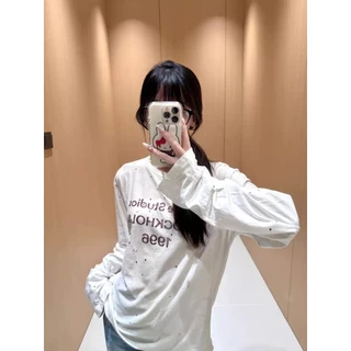 PP226 เสื้อ acne Oversized Diamond Crystals in white dusty